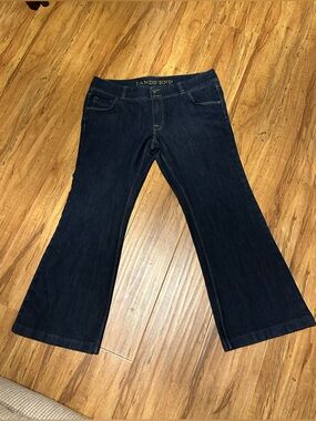 Lands' End Dark Indigo Flared Wide-Leg Jeans